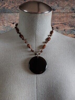 Brown Beaded Pendant Necklace